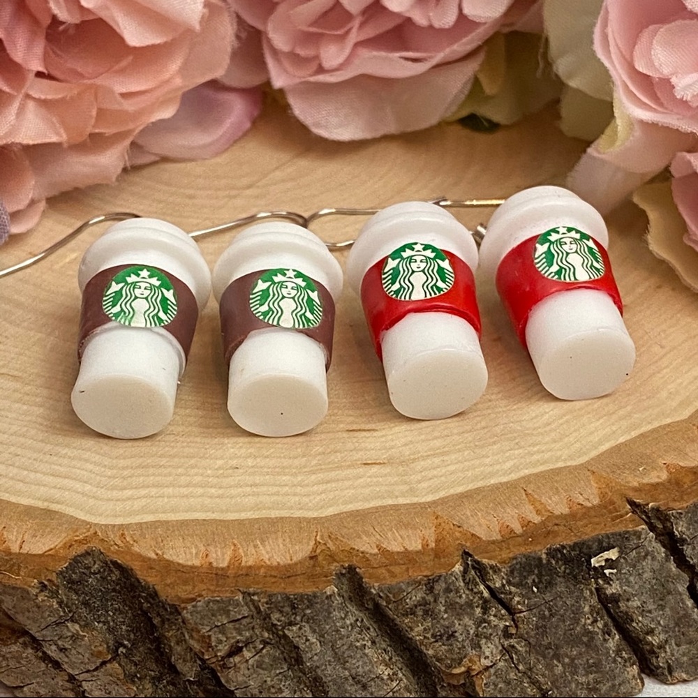 Starbucks Coffee Cup Dangle Earrings - Picture 9 of 12